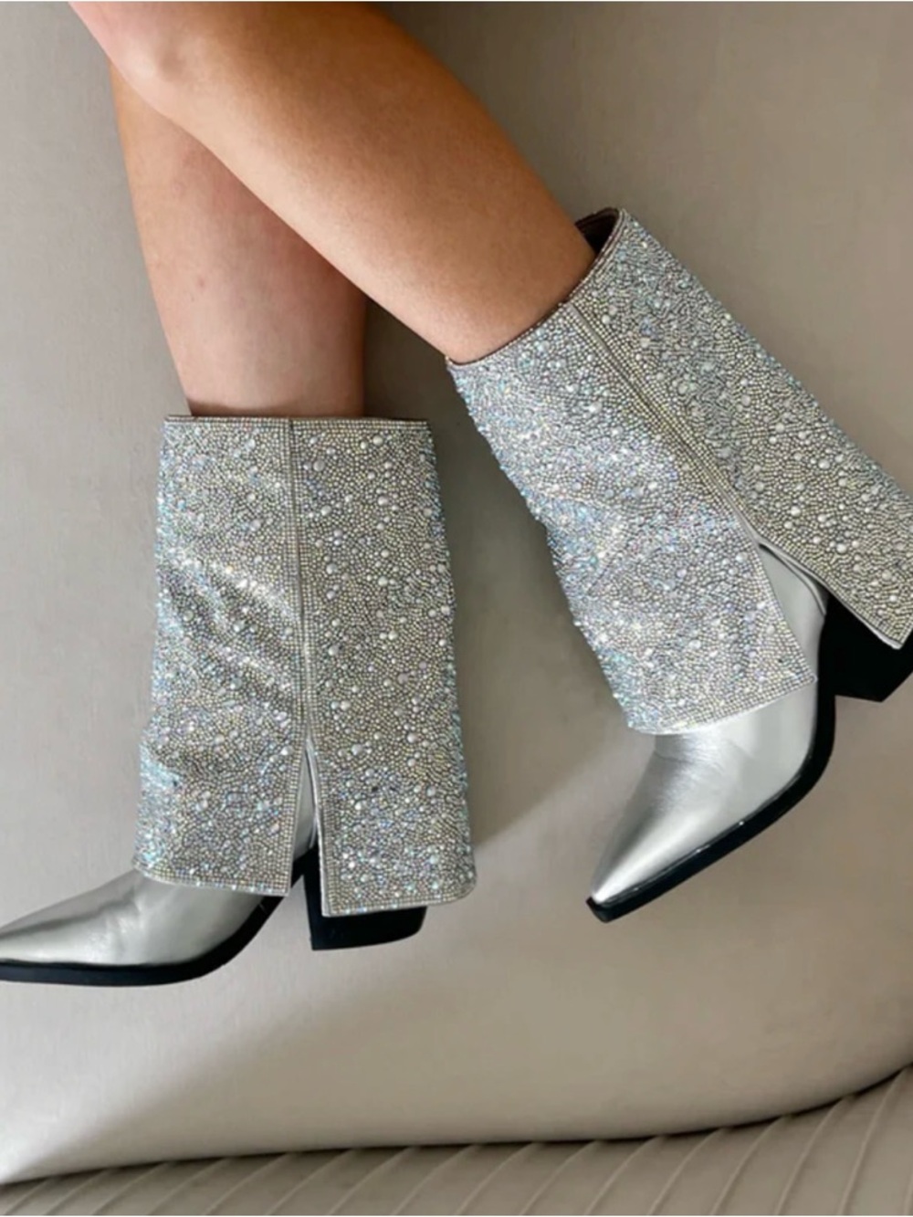 Azalea Wang Annabelle Silver Western Boots